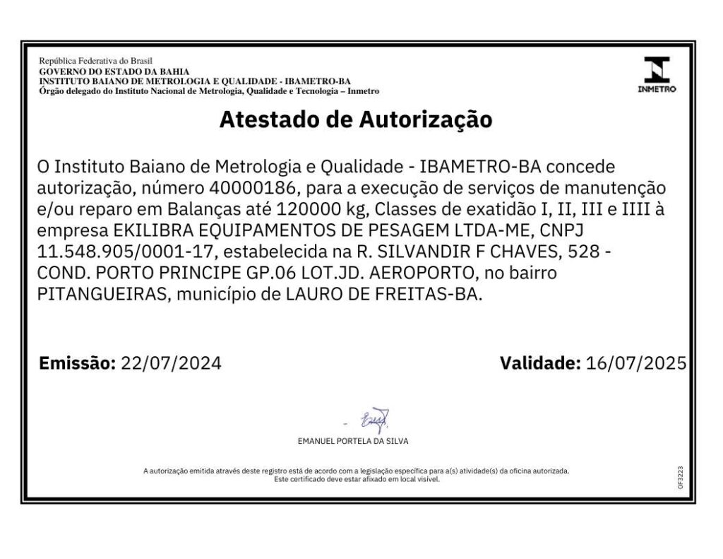 Certificado de calibração